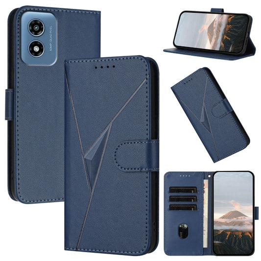 For Motorola Moto G Play 4G 2024 Triangle Pattern Buckle Clasp Leather Phone Case(Royal Blue) by buy2fix