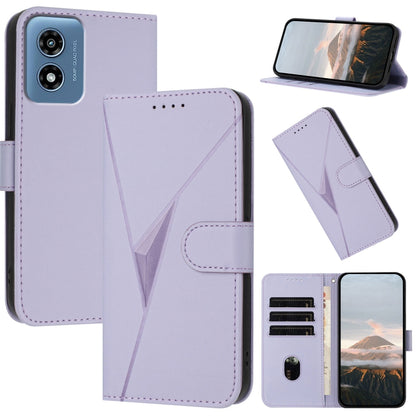 For Motorola Moto G Play 4G 2024 Triangle Pattern Buckle Clasp Leather Phone Case(Light Purple) by buy2fix