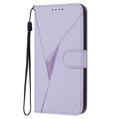 For Motorola Moto G Play 4G 2024 Triangle Pattern Buckle Clasp Leather Phone Case(Light Purple) by buy2fix