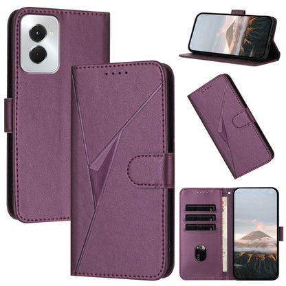 For Motorola Moto G Power 2024 Triangle Pattern Buckle Clasp Leather Phone Case(Dark Purple) by buy2fix