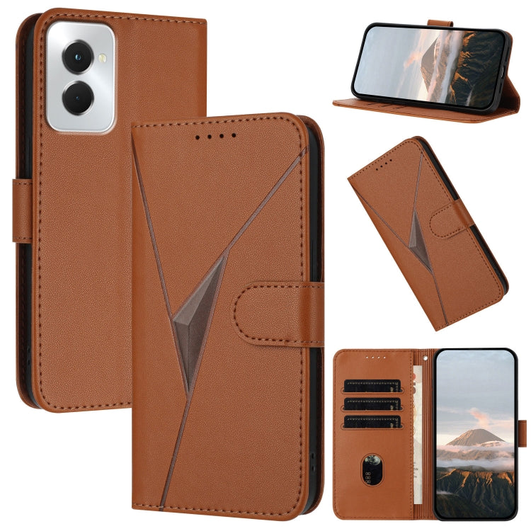 For Motorola Moto G Power 2024 Triangle Pattern Buckle Clasp Leather Phone Case(Brown) by buy2fix