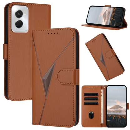 For Motorola Moto G Power 2024 Triangle Pattern Buckle Clasp Leather Phone Case(Brown) by buy2fix