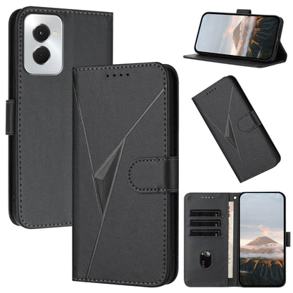 For Motorola Moto G Power 2024 Triangle Pattern Buckle Clasp Leather Phone Case(Black) by buy2fix