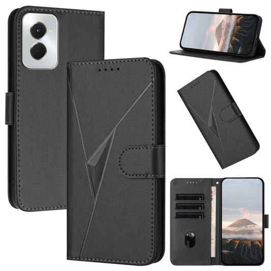 For Motorola Moto G Power 2024 Triangle Pattern Buckle Clasp Leather Phone Case(Black) by buy2fix