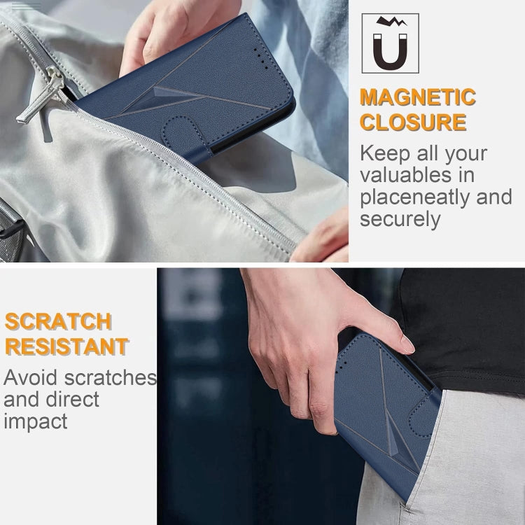 For Motorola Moto G Power 2024 Triangle Pattern Buckle Clasp Leather Phone Case(Royal Blue) by buy2fix