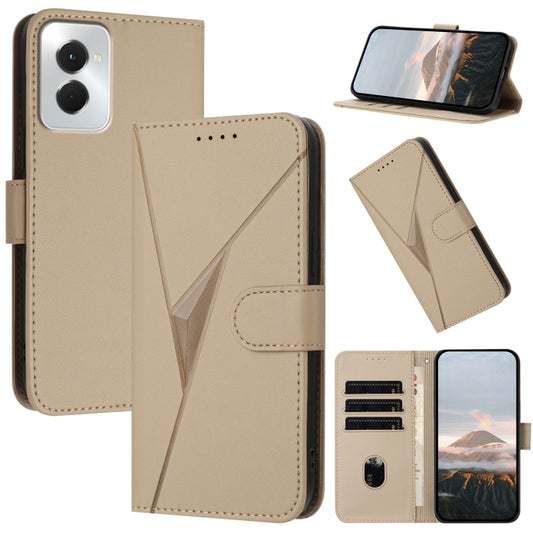 For Motorola Moto G Power 2024 Triangle Pattern Buckle Clasp Leather Phone Case(Gold) by buy2fix