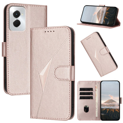 For Motorola Moto G Power 2024 Triangle Pattern Buckle Clasp Leather Phone Case(Rose Gold) by buy2fix