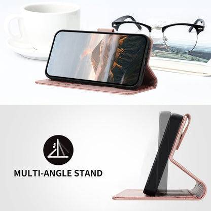 For Motorola Moto G Power 2024 Triangle Pattern Buckle Clasp Leather Phone Case(Rose Gold) by buy2fix