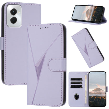 For Motorola Moto G Power 2024 Triangle Pattern Buckle Clasp Leather Phone Case(Light Purple) by buy2fix