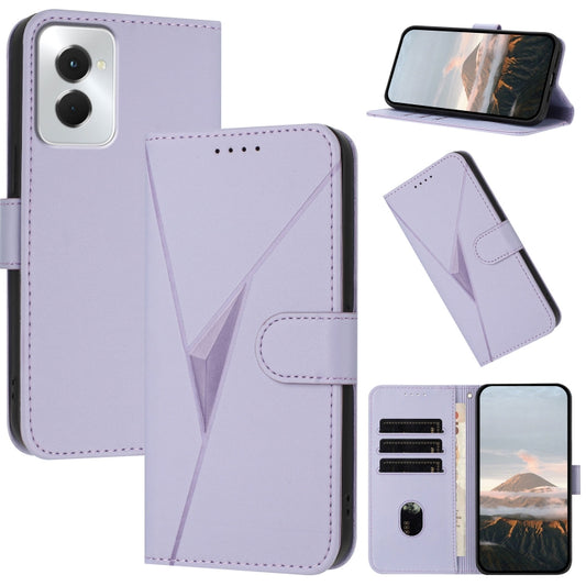 For Motorola Moto G Power 2024 Triangle Pattern Buckle Clasp Leather Phone Case(Light Purple) by buy2fix