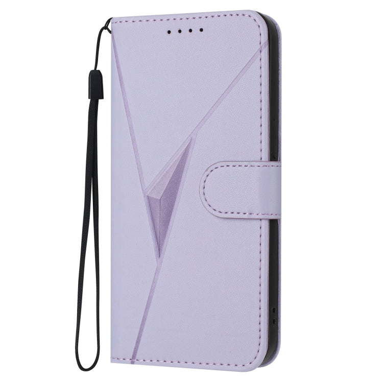 For Motorola Moto G Power 2024 Triangle Pattern Buckle Clasp Leather Phone Case(Light Purple) by buy2fix