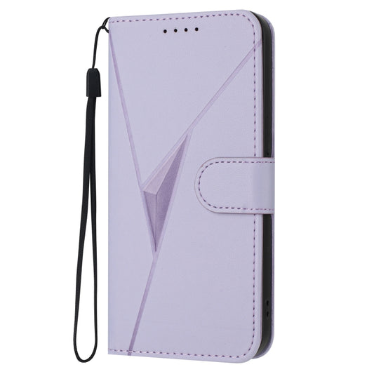 For Motorola Moto G Power 2024 Triangle Pattern Buckle Clasp Leather Phone Case(Light Purple) by buy2fix