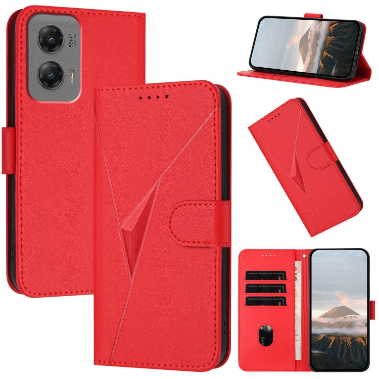 For Motorola Moto G Stylus 2024 Triangle Pattern Buckle Clasp Leather Phone Case(Red) by buy2fix