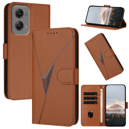 For Motorola Moto G Stylus 2024 Triangle Pattern Buckle Clasp Leather Phone Case(Brown) by buy2fix
