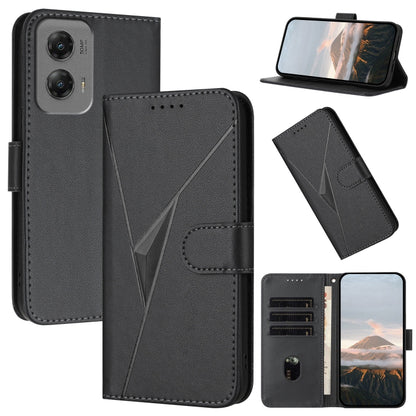 For Motorola Moto G Stylus 2024 Triangle Pattern Buckle Clasp Leather Phone Case(Black) by buy2fix