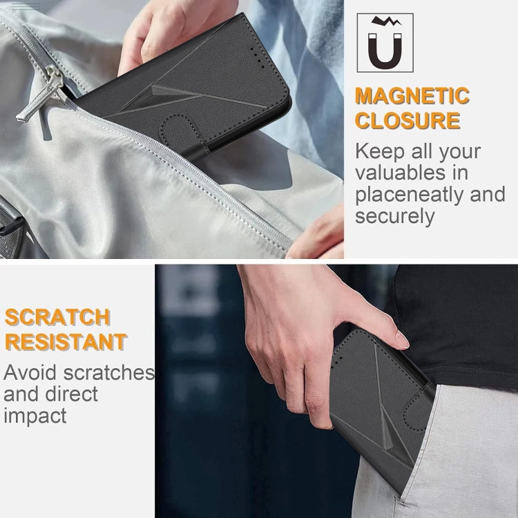 For Motorola Moto G Stylus 2024 Triangle Pattern Buckle Clasp Leather Phone Case(Black) by buy2fix