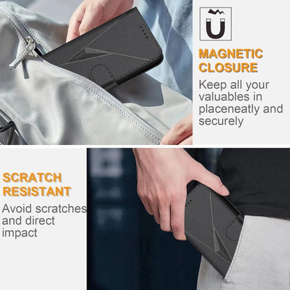 For Motorola Moto G Stylus 2024 Triangle Pattern Buckle Clasp Leather Phone Case(Black) by buy2fix