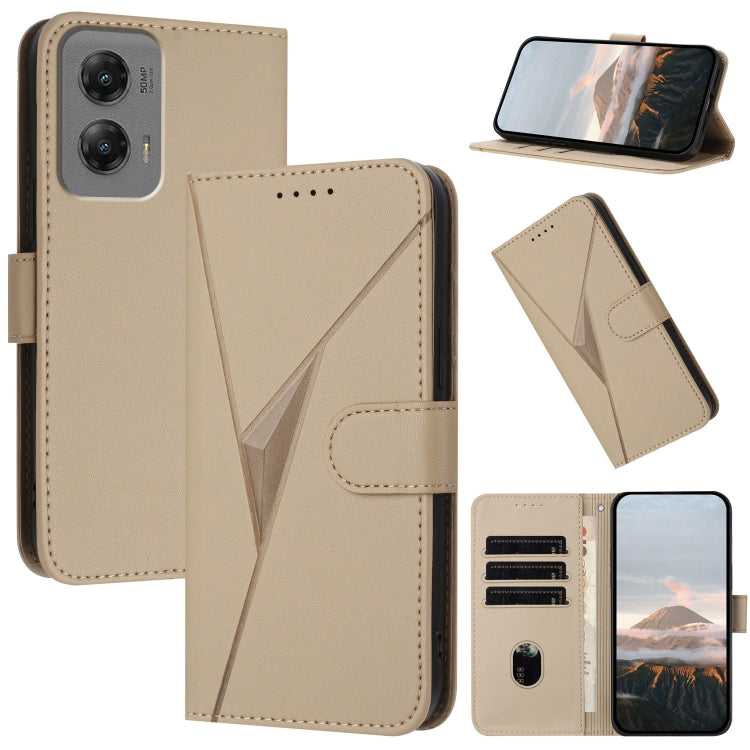 For Motorola Moto G Stylus 2024 Triangle Pattern Buckle Clasp Leather Phone Case(Gold) by buy2fix