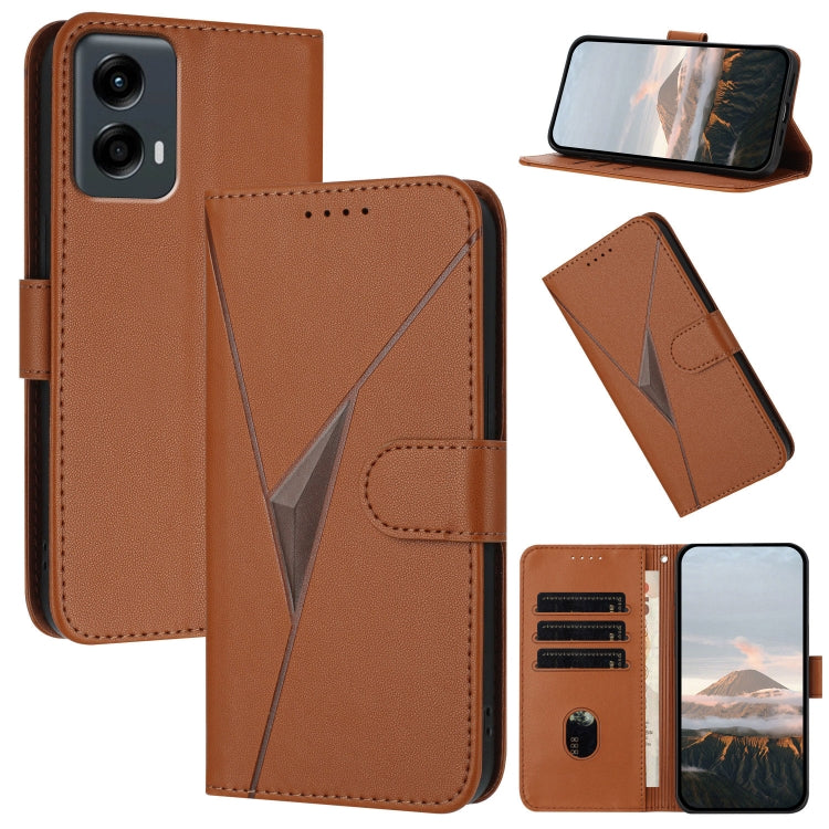 For Motorola Moto G 5G 2024 Triangle Pattern Buckle Clasp Leather Phone Case(Brown) by buy2fix