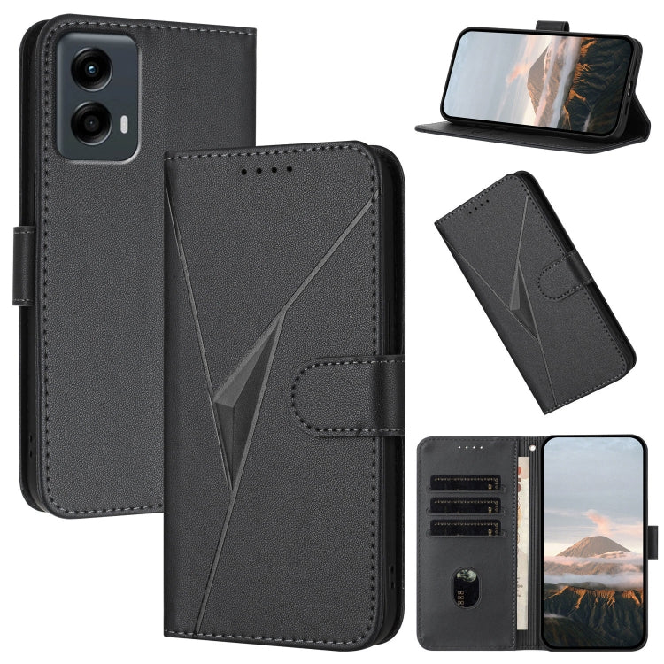 For Motorola Moto G 5G 2024 Triangle Pattern Buckle Clasp Leather Phone Case(Black) by buy2fix