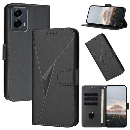 For Motorola Moto G 5G 2024 Triangle Pattern Buckle Clasp Leather Phone Case(Black) by buy2fix