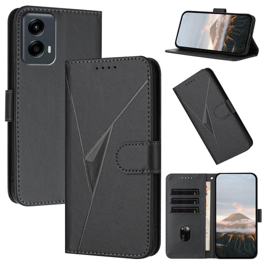 For Motorola Moto G 5G 2024 Triangle Pattern Buckle Clasp Leather Phone Case(Black) by buy2fix