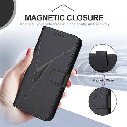 For Motorola Moto G 5G 2024 Triangle Pattern Buckle Clasp Leather Phone Case(Black) by buy2fix