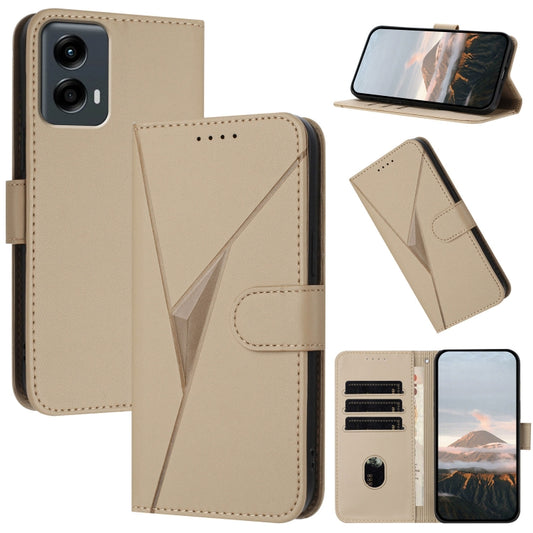 For Motorola Moto G 5G 2024 Triangle Pattern Buckle Clasp Leather Phone Case(Gold) by buy2fix
