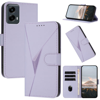 For Motorola Moto G 5G 2024 Triangle Pattern Buckle Clasp Leather Phone Case(Light Purple) by buy2fix