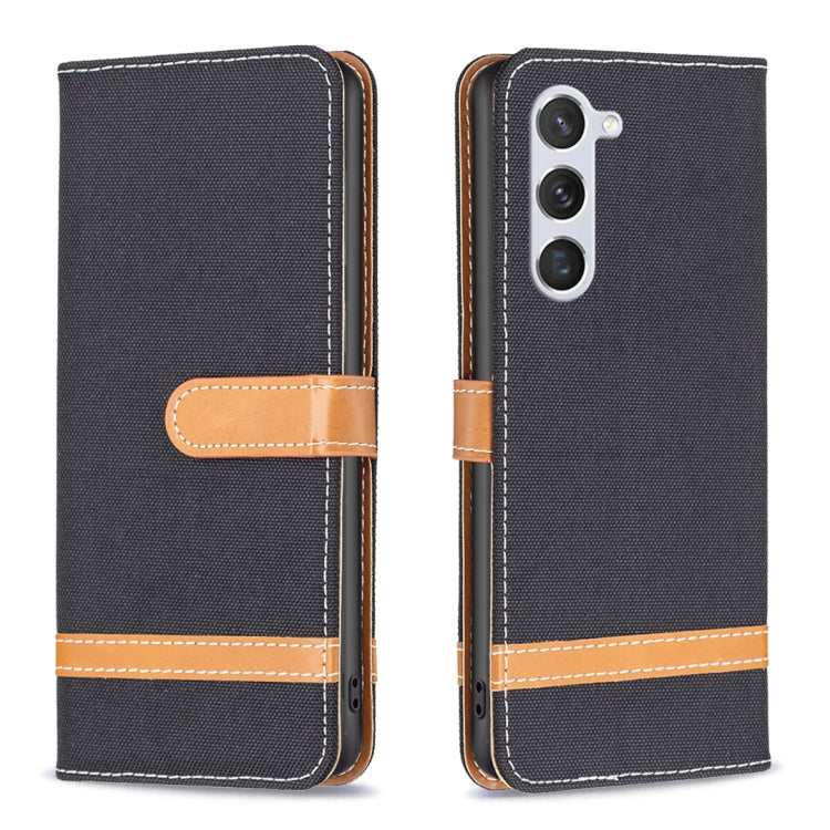 For Samsung Galaxy S25 5G Color Block Denim Texture Leather Phone Case(Black) by buy2fix
