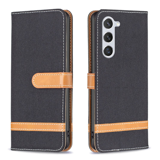 For Samsung Galaxy S25 5G Color Block Denim Texture Leather Phone Case(Black) by buy2fix