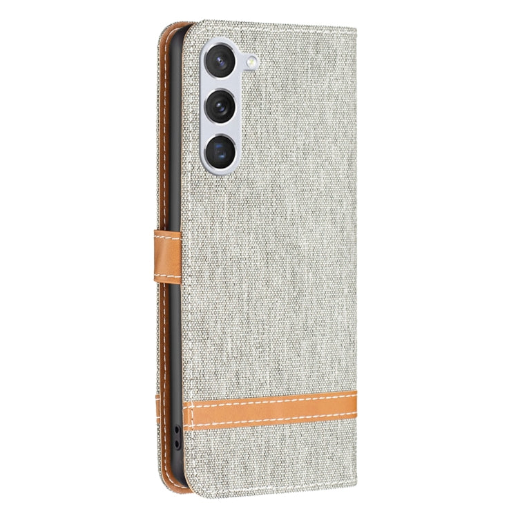 For Samsung Galaxy S25 5G Color Block Denim Texture Leather Phone Case(Grey) by buy2fix