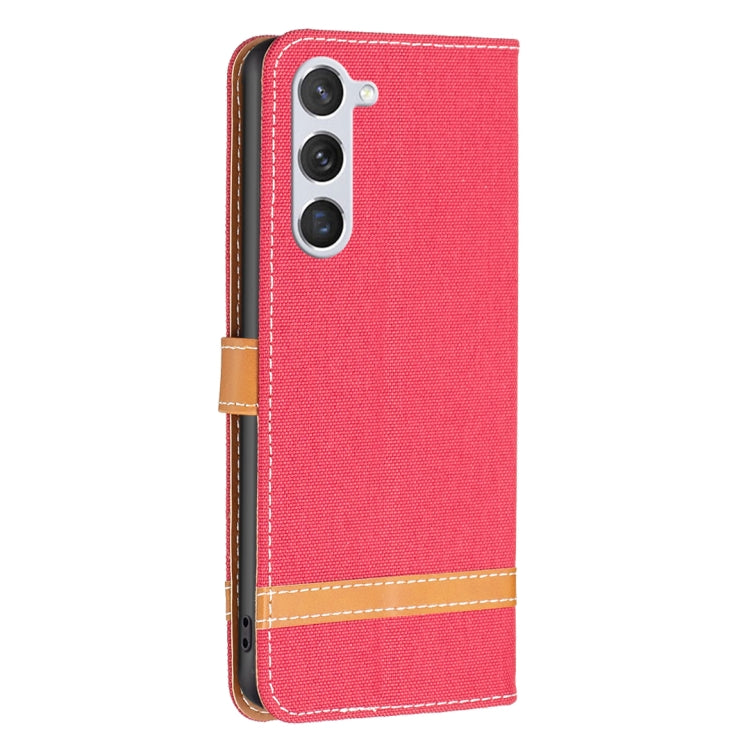 For Samsung Galaxy S25 5G Color Block Denim Texture Leather Phone Case(Red) by buy2fix