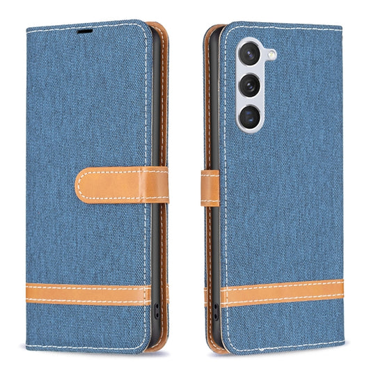 For Samsung Galaxy S25 5G Color Block Denim Texture Leather Phone Case(Dark Blue) by buy2fix