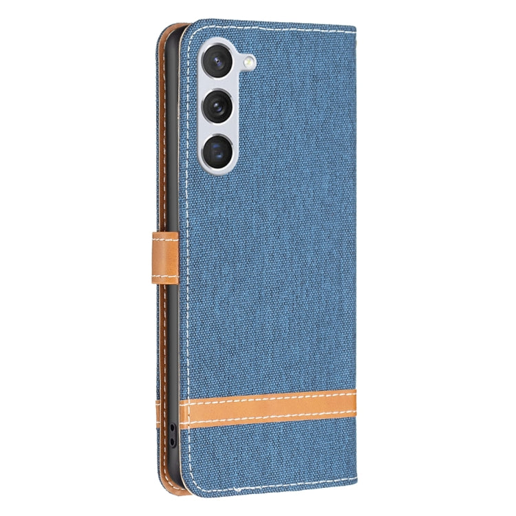 For Samsung Galaxy S25 5G Color Block Denim Texture Leather Phone Case(Dark Blue) by buy2fix