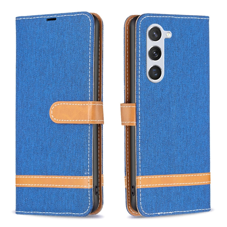 For Samsung Galaxy S25 5G Color Block Denim Texture Leather Phone Case(Royal Blue) by buy2fix