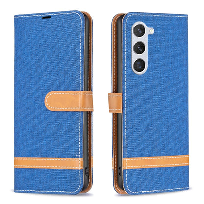For Samsung Galaxy S25 5G Color Block Denim Texture Leather Phone Case(Royal Blue) by buy2fix