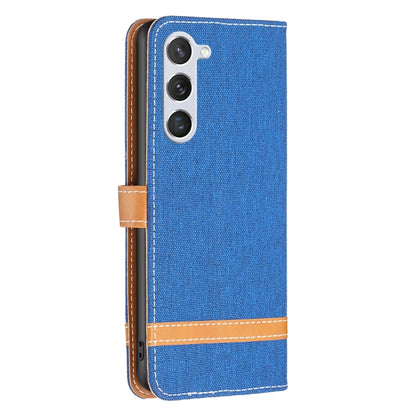 For Samsung Galaxy S25 5G Color Block Denim Texture Leather Phone Case(Royal Blue) by buy2fix