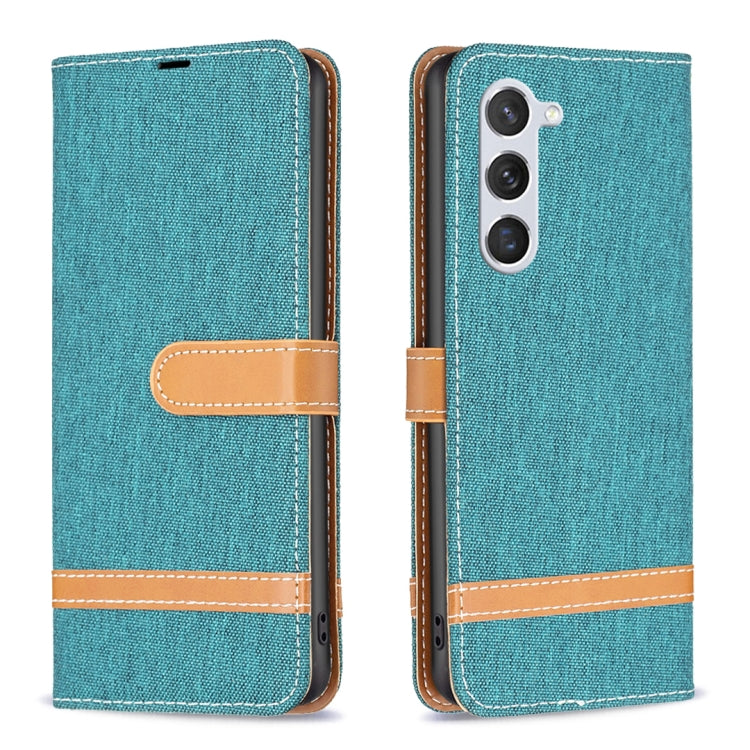 For Samsung Galaxy S25 5G Color Block Denim Texture Leather Phone Case(Green) by buy2fix