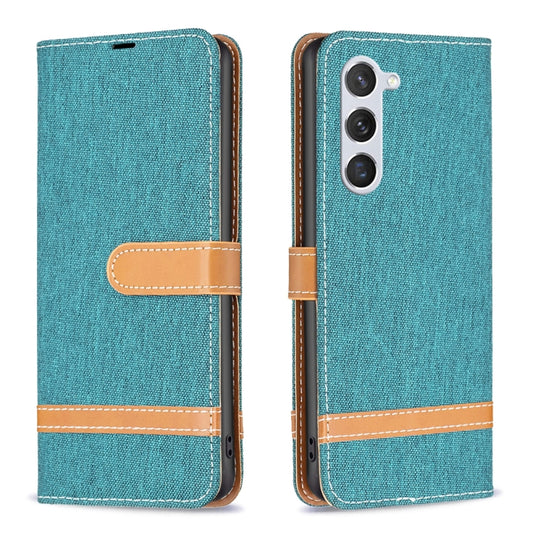 For Samsung Galaxy S25 5G Color Block Denim Texture Leather Phone Case(Green) by buy2fix