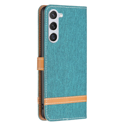 For Samsung Galaxy S25 5G Color Block Denim Texture Leather Phone Case(Green) by buy2fix