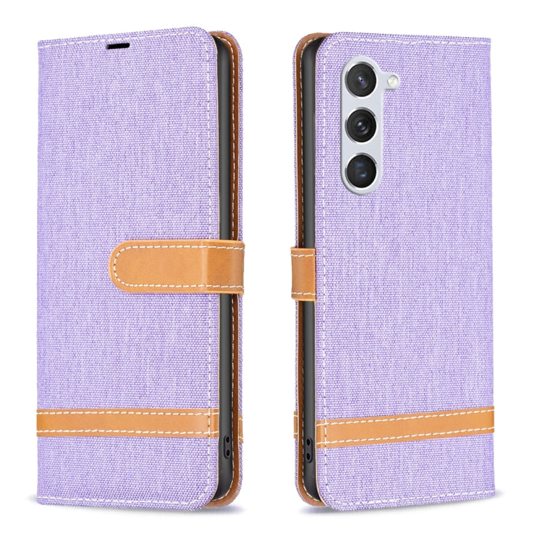 For Samsung Galaxy S25 5G Color Block Denim Texture Leather Phone Case(Purple) by buy2fix