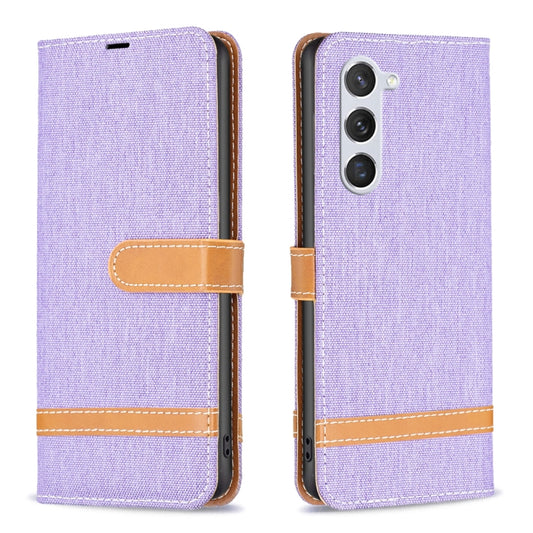For Samsung Galaxy S25 5G Color Block Denim Texture Leather Phone Case(Purple) by buy2fix