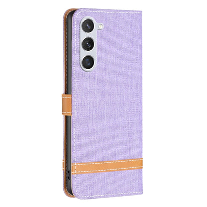 For Samsung Galaxy S25 5G Color Block Denim Texture Leather Phone Case(Purple) by buy2fix