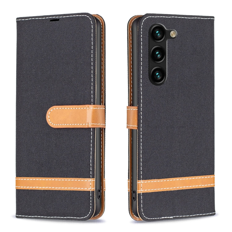 For Samsung Galaxy S25+ 5G Color Block Denim Texture Leather Phone Case(Black) by buy2fix
