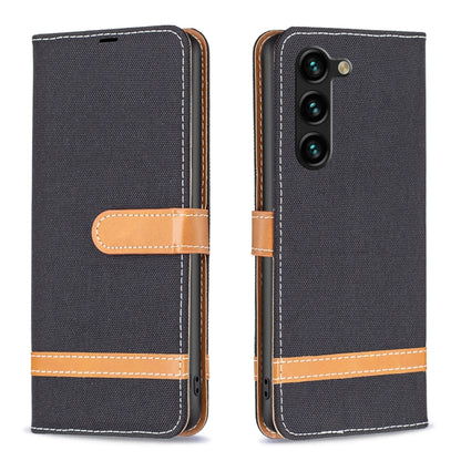 For Samsung Galaxy S25+ 5G Color Block Denim Texture Leather Phone Case(Black) by buy2fix