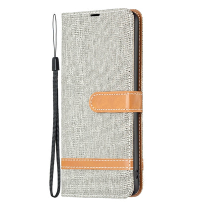 For Samsung Galaxy S25+ 5G Color Block Denim Texture Leather Phone Case(Grey) by buy2fix
