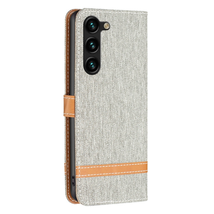 For Samsung Galaxy S25+ 5G Color Block Denim Texture Leather Phone Case(Grey) by buy2fix