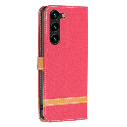 For Samsung Galaxy S25+ 5G Color Block Denim Texture Leather Phone Case(Red) by buy2fix