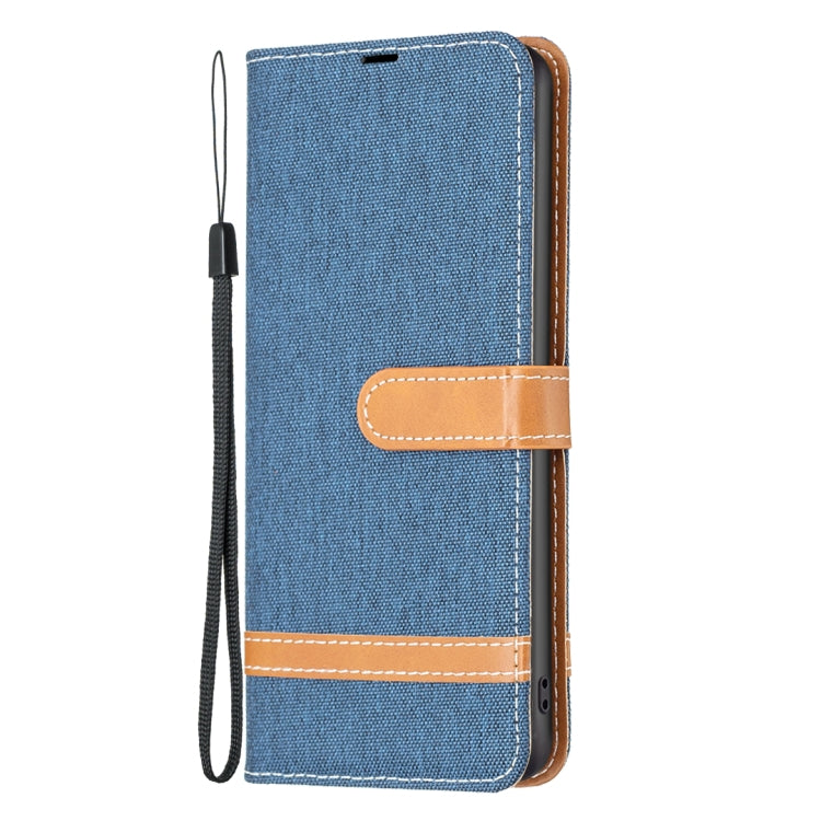 For Samsung Galaxy S25+ 5G Color Block Denim Texture Leather Phone Case(Dark Blue) by buy2fix